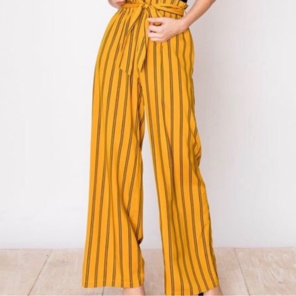 Striped wide, leg pants